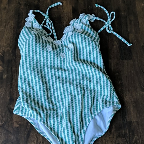 Jessica Simpson Other - Jessica Simpson Seersucker One Piece Swimsuit